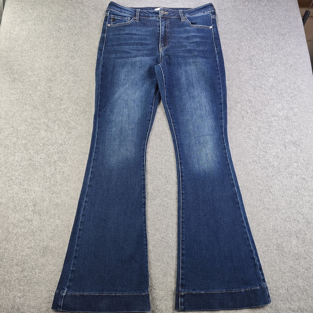 Kancan Jeans Women's 15/31 Blue Dark Wash Flare High Rise Stretch